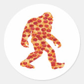 Bigfoot Pizza Runder Aufkleber (Vorderseite)