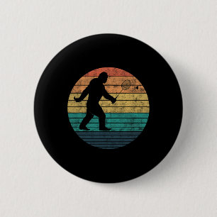 Bigfoot Playing Badminton Shuttle Funny Badminton Button
