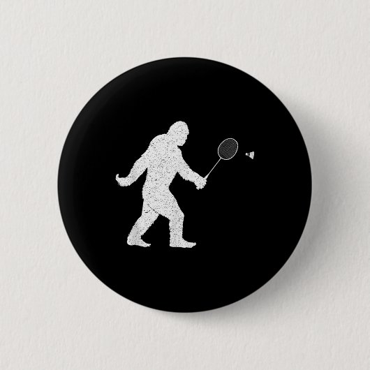 Bigfoot Playing Badminton Shuttle Funny Badminton Button (Vorderseite)