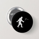 Bigfoot Playing Badminton Shuttle Funny Badminton Button (Vorne & Hinten)