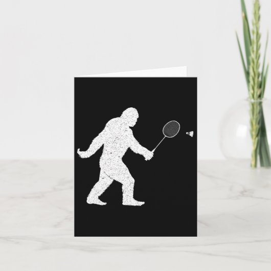Bigfoot Playing Badminton Shuttle Funny Badminton Karte (Vorderseite)