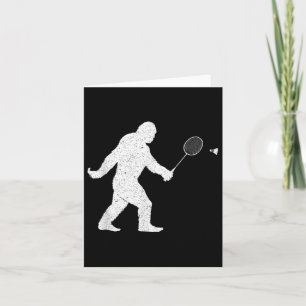 Bigfoot Playing Badminton Shuttle Funny Badminton Karte