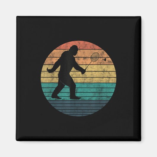 Bigfoot Playing Badminton Shuttle Funny Badminton Magnet (Vorne)