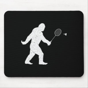 Bigfoot Playing Badminton Shuttle Funny Badminton Mousepad