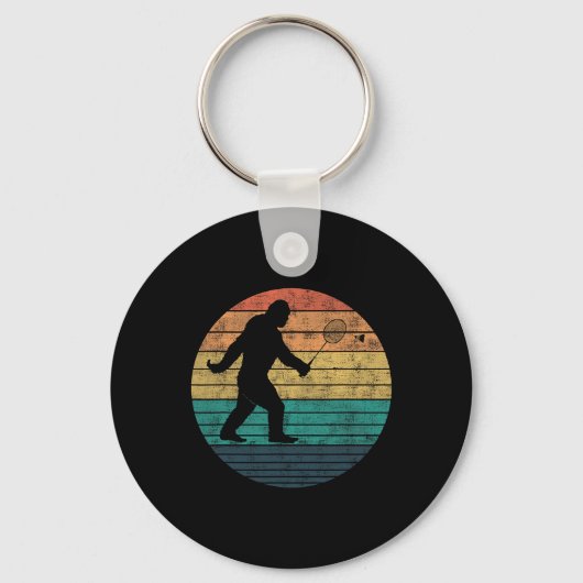 Bigfoot Playing Badminton Shuttle Funny Badminton Schlüsselanhänger (Vorderseite)