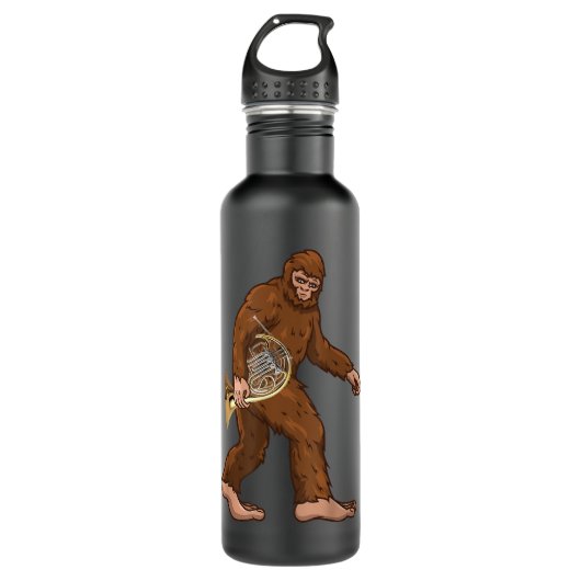 Bigfoot Playing Französisch Horn Spieler Musiker F Edelstahlflasche (Vorderseite)