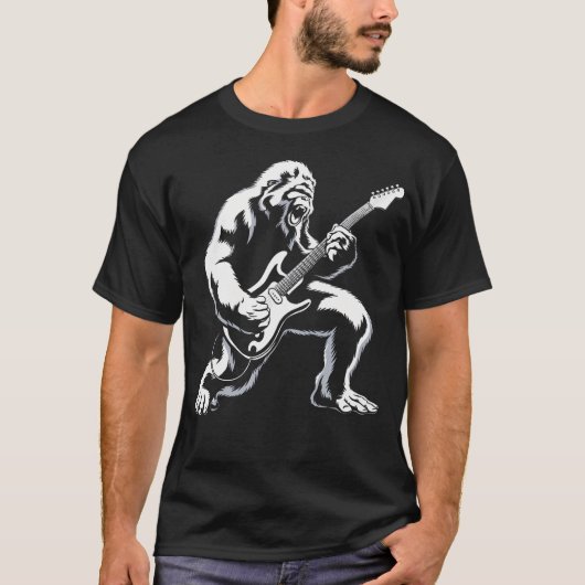 Bigfoot Playing Guitar Rock And Roll Music Band Sa T-Shirt (Vorderseite)