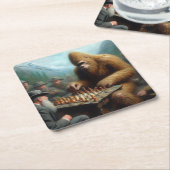 Bigfoot Playing Rechteckiger Pappuntersetzer (angewinkelt)