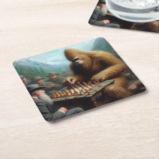 Bigfoot Playing Rechteckiger Pappuntersetzer (angewinkelt)