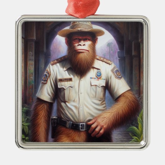 Bigfoot Policeman Ornament Aus Metall (Vorne)
