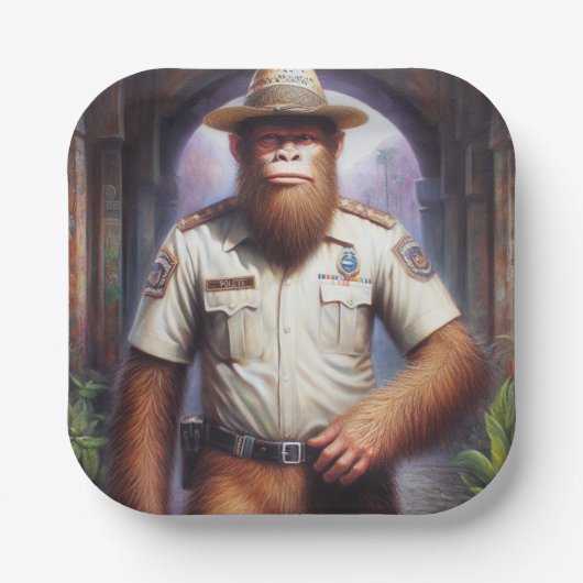 Bigfoot Policeman Pappteller (Vorderseite)