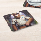 Bigfoot Policeman Rechteckiger Pappuntersetzer (angewinkelt)