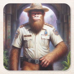 Bigfoot Policeman Rechteckiger Pappuntersetzer