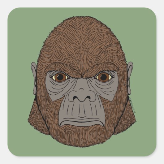 Bigfoot Portrait 1 (ape-like) Quadratischer Aufkleber (Vorderseite)