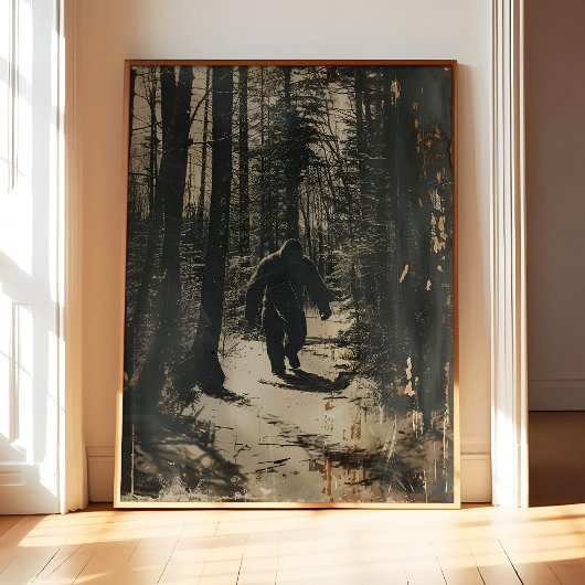 Bigfoot Poster Art Print, Scary Wall Art Painting 