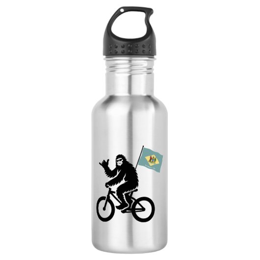 Bigfoot Radfahren Delaware-Flagge Edelstahlflasche (Vorderseite)