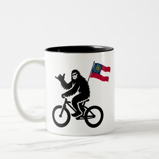 Bigfoot Radfahren georgische Flagge Zweifarbige Tasse (Links)