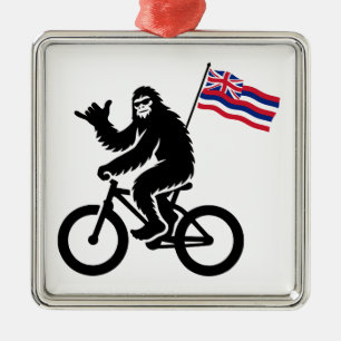 Bigfoot-Radfahren Hawaii-Flagge Ornament Aus Metall