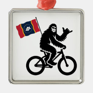 Bigfoot-Radfahren Mississippi-Flagge Ornament Aus Metall