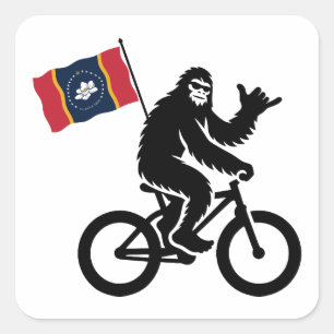 Bigfoot-Radfahren Mississippi-Flagge Quadratischer Aufkleber
