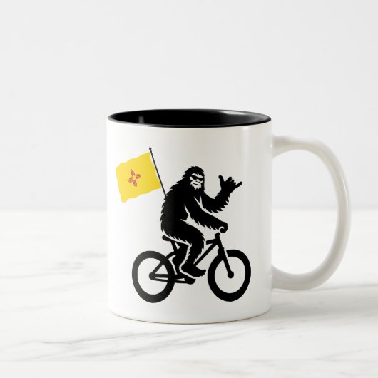 Bigfoot-Radfahren New Mexico-Flagge Zweifarbige Tasse (Rechts)