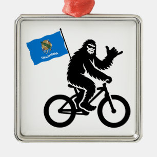 Bigfoot-Radfahren Oklahoma-Flagge Ornament Aus Metall