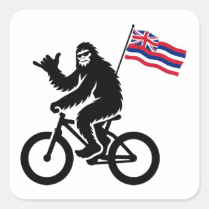 Bigfoot-Radfahrrer Hawaii-Flagge Quadratischer Aufkleber