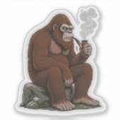 Bigfoot raucht eine Pfeife Aufkleber (Vorderseite)
