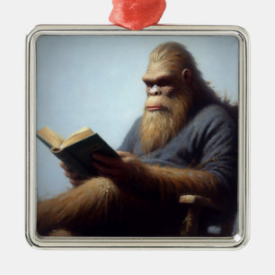 Bigfoot Reading Ornament Aus Metall