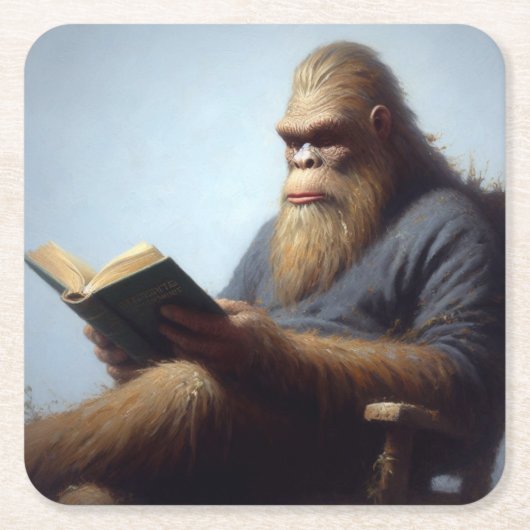 Bigfoot Reading Rechteckiger Pappuntersetzer (Vorderseite)