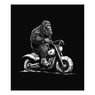 Bigfoot Reiten Ein Motorrad fahren Funny Sasquatch Fotodruck