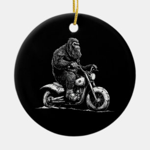 Bigfoot Reiten Ein Motorrad fahren Funny Sasquatch Keramik Ornament
