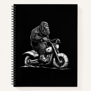 Bigfoot Reiten Ein Motorrad fahren Funny Sasquatch Notizblock