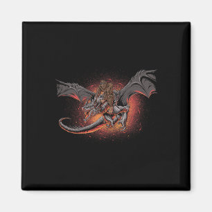 Bigfoot Reiten eines Drachen Blick auf Außerirdisc Magnet