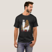 Bigfoot Reiten Llama Sasquatch Retro T-Shirt (Vorne ganz)