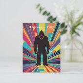 Bigfoot Retro Future Dimension Positive Nachricht Postkarte (Stehend Vorderseite)
