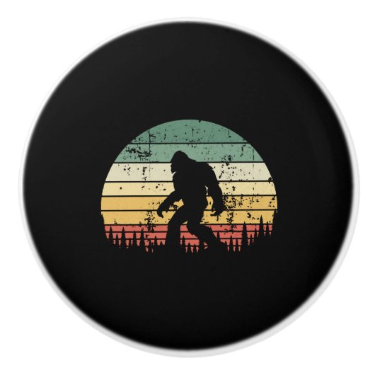 Bigfoot Retro Sunset-Geschenk Keramikknauf (Vorderseite)