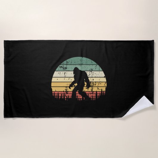 Bigfoot Retro Sunset-Geschenk Strandtuch (Vorderseite)