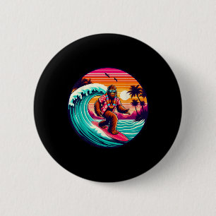 Bigfoot Retro Surfen Tropischer Sasquatch Surferin Button