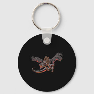 Bigfoot Riding A Dragon mit Blick auf Dinosaurier  Schlüsselanhänger
