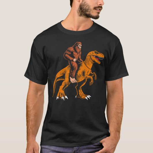 Bigfoot riding dinosaur kids sasquatch riding t re T-Shirt (Vorderseite)