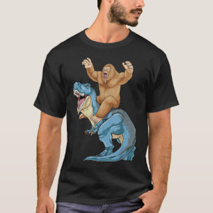 Bigfoot Riding Dinosaur T Rex Niedlich Sasquatch D T-Shirt