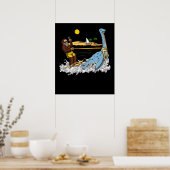 Bigfoot Riding Loch Ness Monster Funny Verschwörun Poster (Küche)