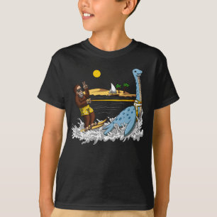 Bigfoot Riding Loch Ness Monster Funny Verschwörun T-Shirt