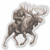 Bigfoot Riding Moose Aufkleber (Vorderseite)