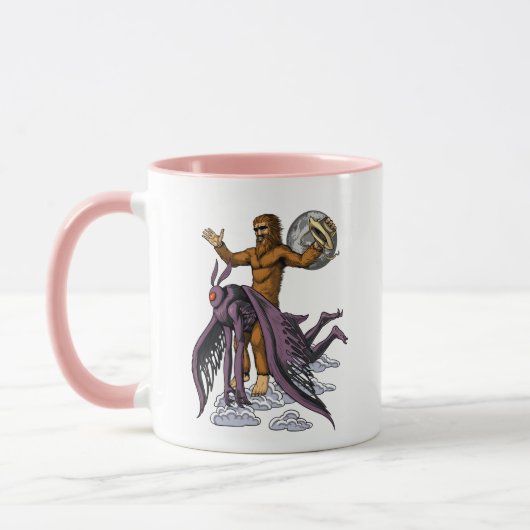 Bigfoot Riding Mothman Tasse (Links)