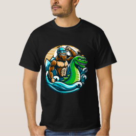 Bigfoot Riding Nessie T-Shirt