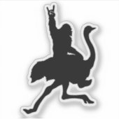 Bigfoot Riding Ostrich Aufkleber (Vorderseite)