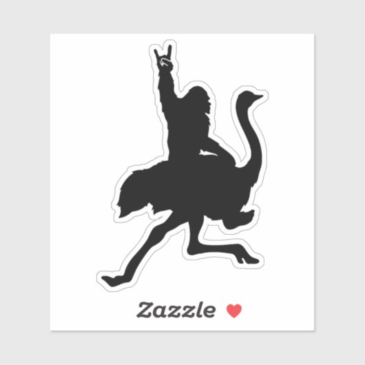 Bigfoot Riding Ostrich Aufkleber (Blatt)