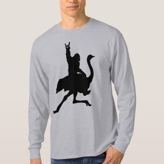 Bigfoot Riding Ostrich T-Shirt (Vorderseite)